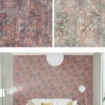 طراحی متنوع کاغذ دیواری با الگوهای کلاسیک و بافت فرش ایرانی در رنگ های تیره و روشن