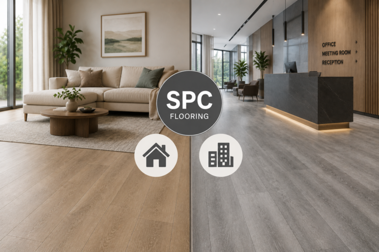مقایسه کفپوش SPC خانگی و تجاری از نظر کاربرد، مقاومت، ضخامت و مناسب بودن برای پروژه‌های مسکونی و تجاری