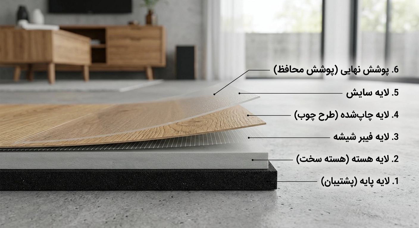 ساختار پنجلایه کفپوش LVT
