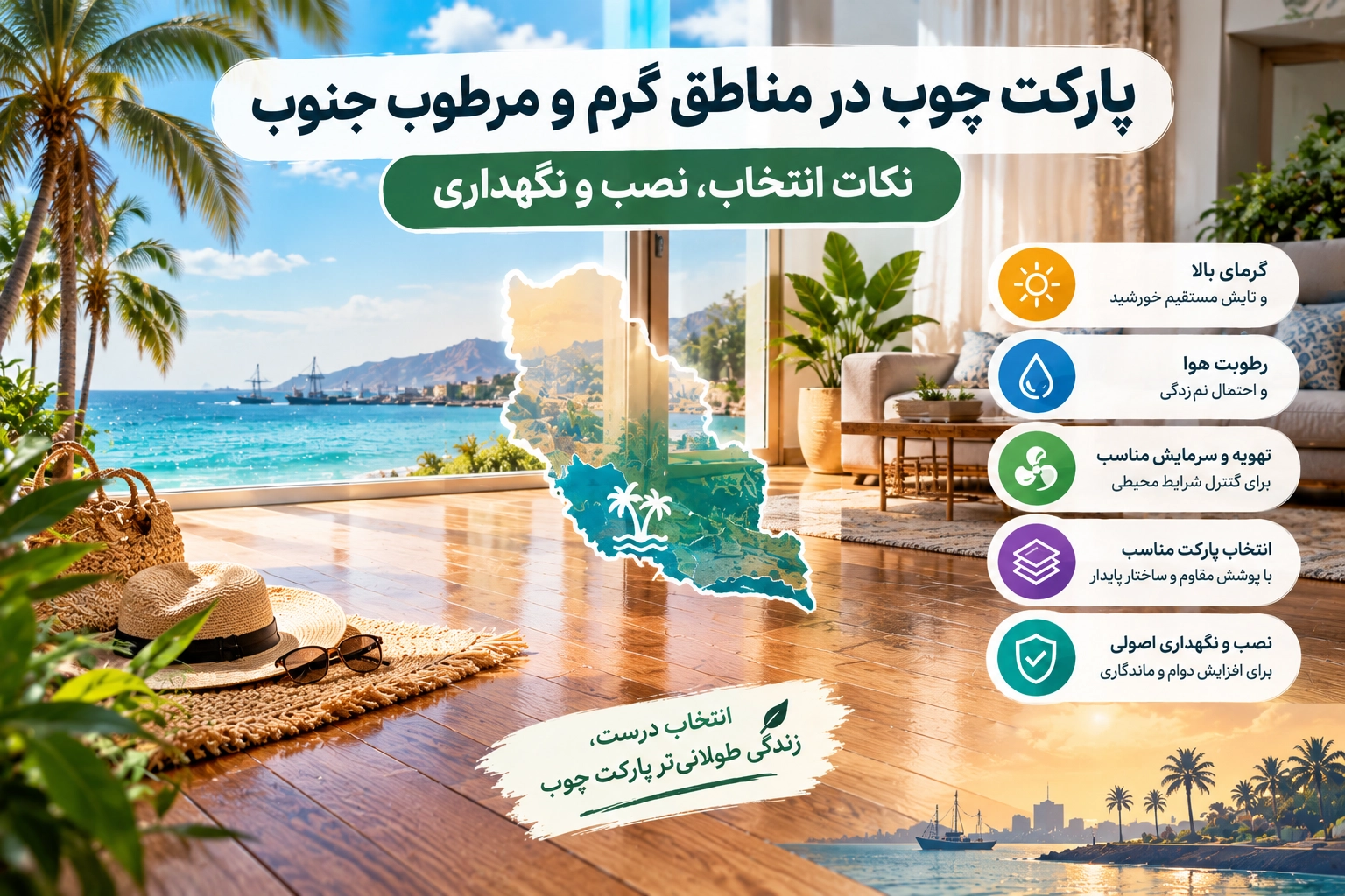 پارکت چوب در مناطق گرم و مرطوب جنوب ایران