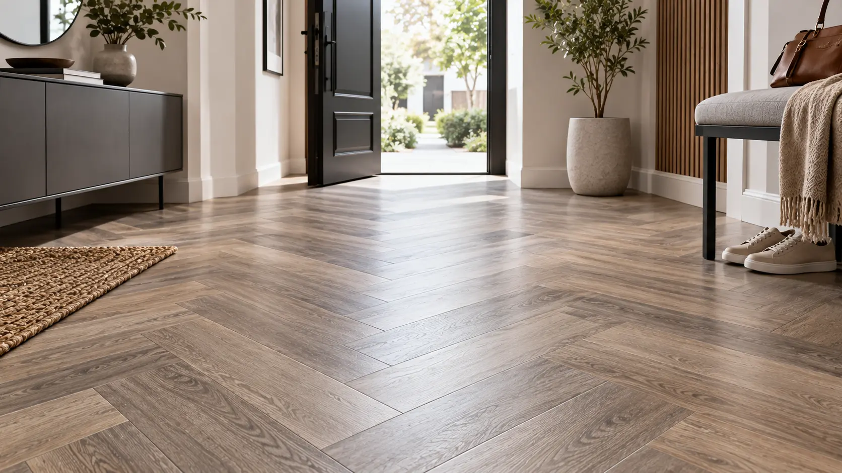 چیدمان جناقی Herringbone کفپوش SPC رویا